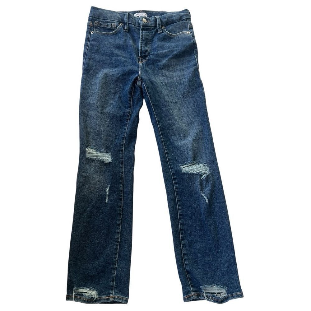 Good American Women's Distressed Blue High Rise Jeans Sz 4